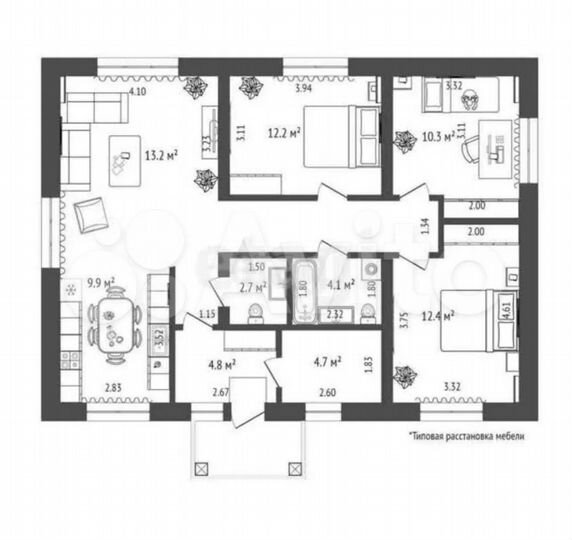 Коттедж 103 м² на участке 7 сот.