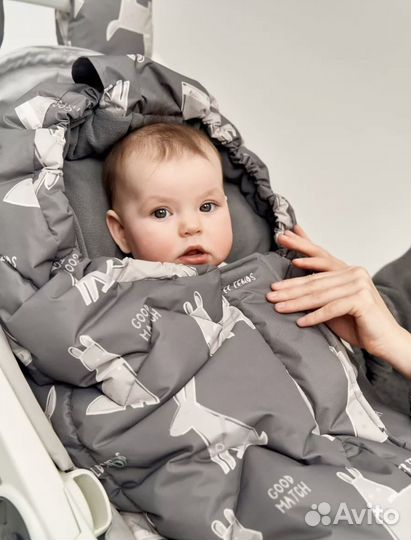 Зимний теплый конверт в коляску leokid