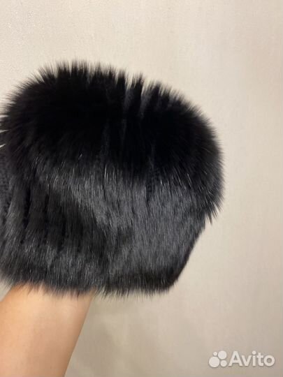 Шапки вязаные из меха