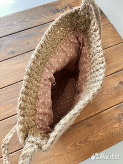 Новая джутовая сумка 27*27 см с подкладом