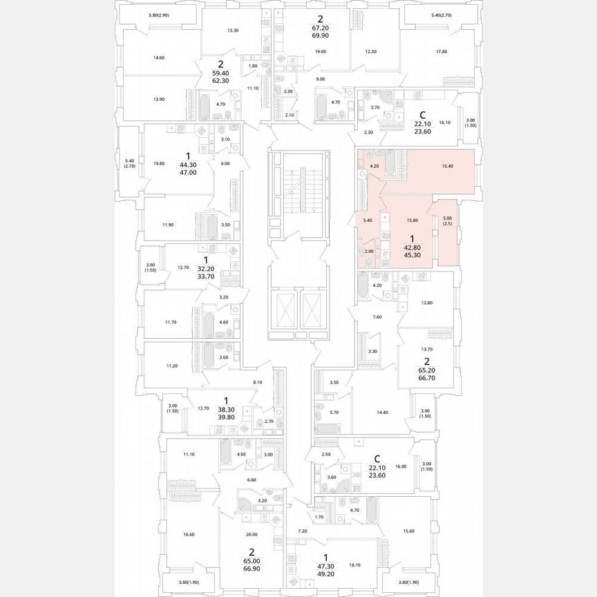 1-к. квартира, 45,3 м², 6/13 эт.