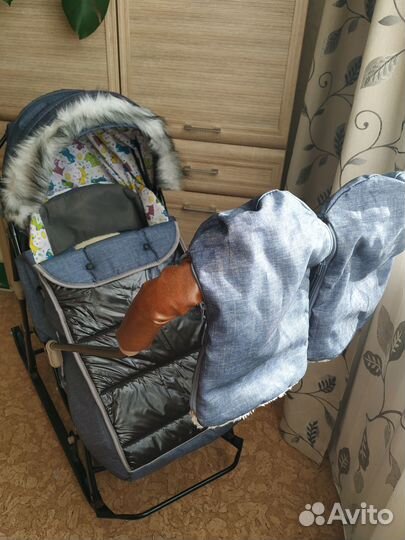 Санки-коляска galaxy glory gloss с колесами