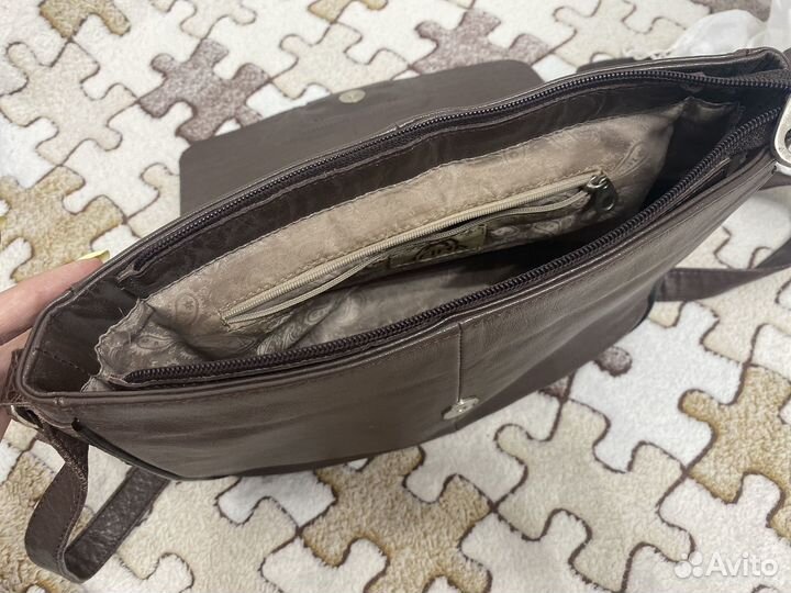 Сумка натуральная кожа коричневая Afina