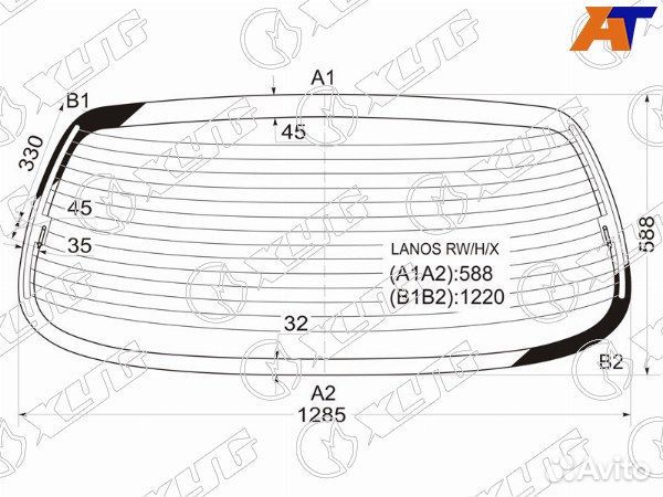Стекло заднее chevrolet lanos
