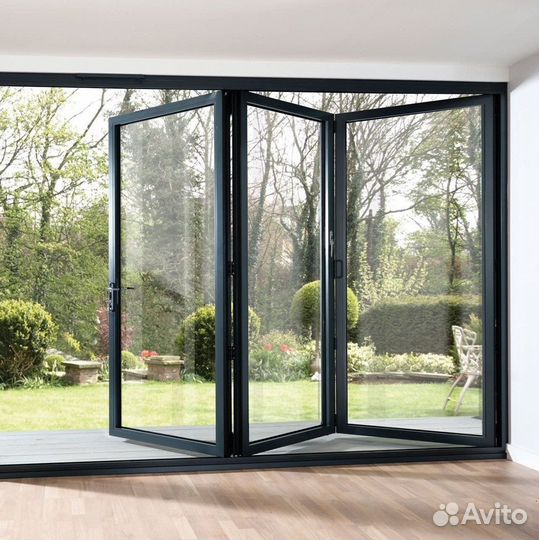 Раздвижное безрамное остекление гармошка