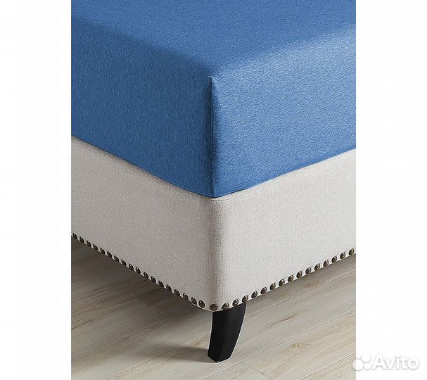 Простынь GoodNight Трикотаж 160х200х20 Синий на ре