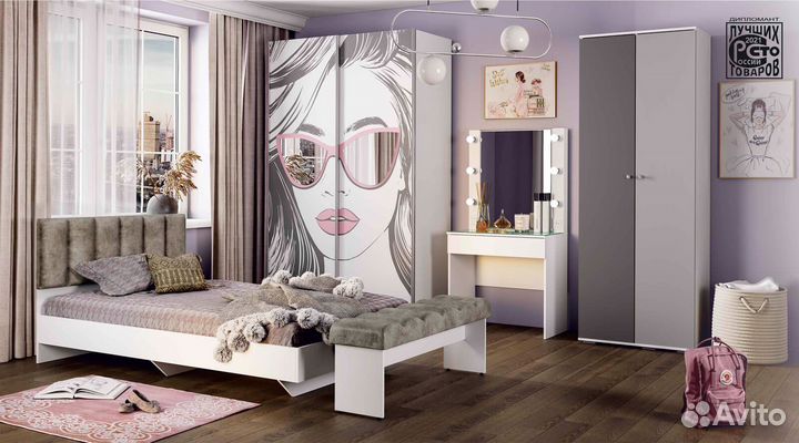 Кровать Мемори одинарная кр-09 белый/серый (И)