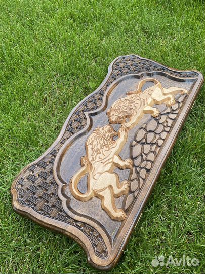 Нарды резные лев ручная работа