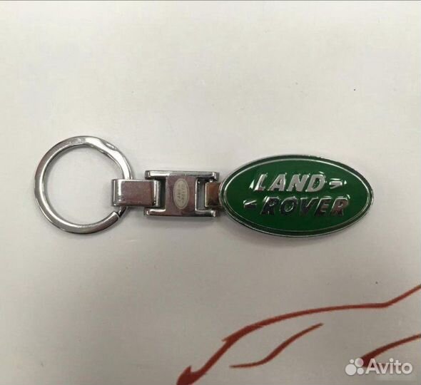 Брелок на ключ овальный метал Land Rover зеленый