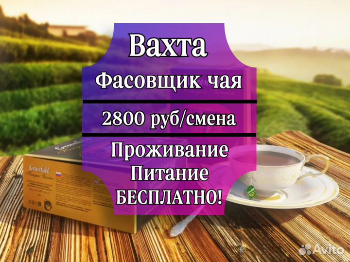 Вахта 15,30,45 в Москве - Упаковщица /к чая