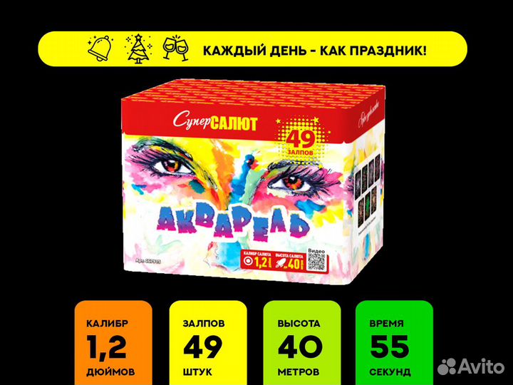 Фейерверки, салюты - Батарея салютов Акварель