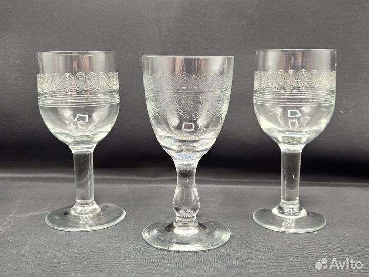 Рюмка тонкое стекло резьба орнамент пантография