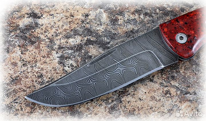 Складной нож Таежник, сталь дамаск, рукоять наклад