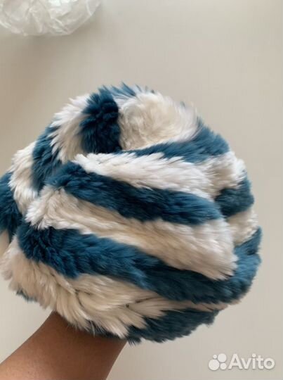 Новый Берет вязаный кролик натуральный мех