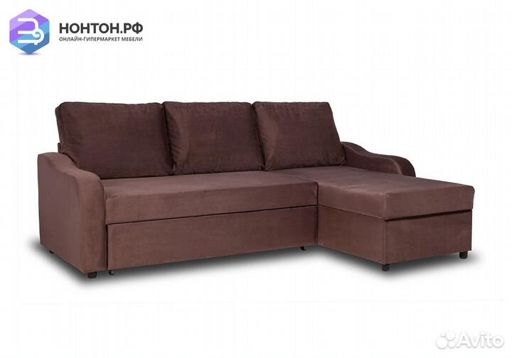 Диван угловой дельфин Лагос темно-коричневый