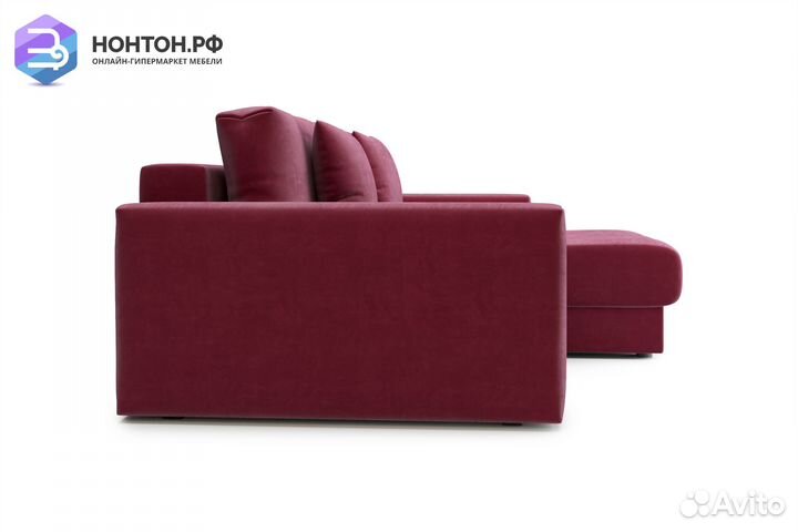 Диван угловой тик-так Монарх бордовый