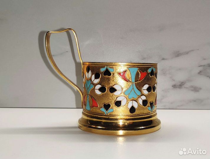 Подстаканник латунь, эмаль люм СССР (экспортный)