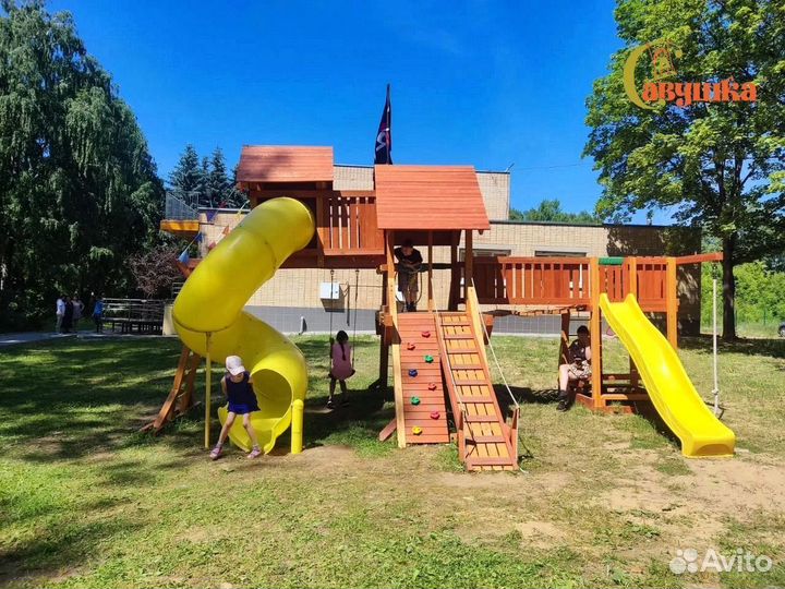 Детские площадки домики горка качели