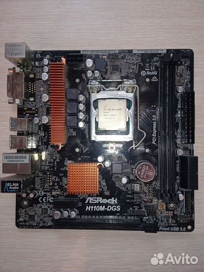 Мат.плата asrock h110m-dgs + pentium g4560 + кулер