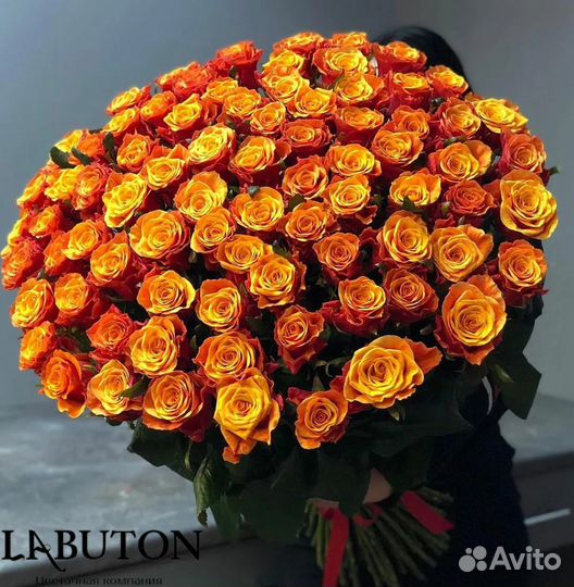Букет из оранжевых Роз 71шт