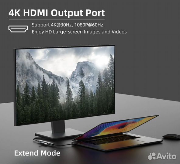 Хаб Адаптер USB 3.0 Type-C hdmi 4K кард ридер