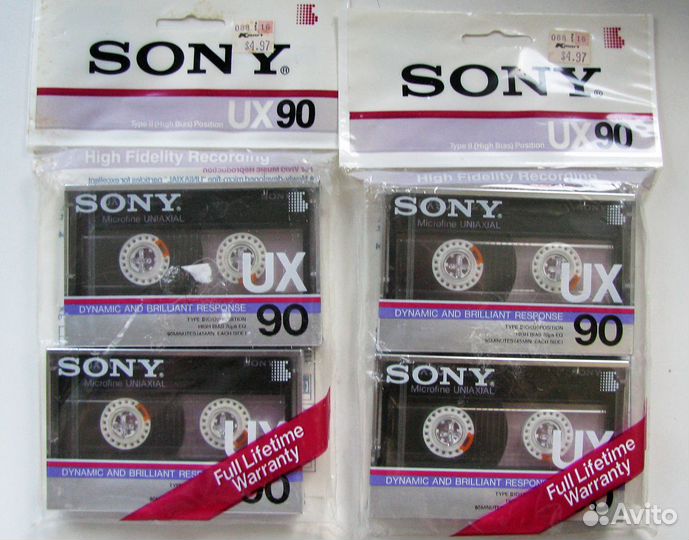 Аудиокассеты Sony UX 90 Type II chrome 1986 г