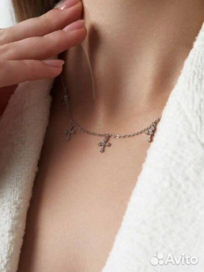 Колье чокер серебро