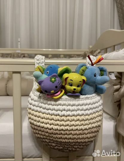 Карман на крават, корзина вязанная, корзина детск