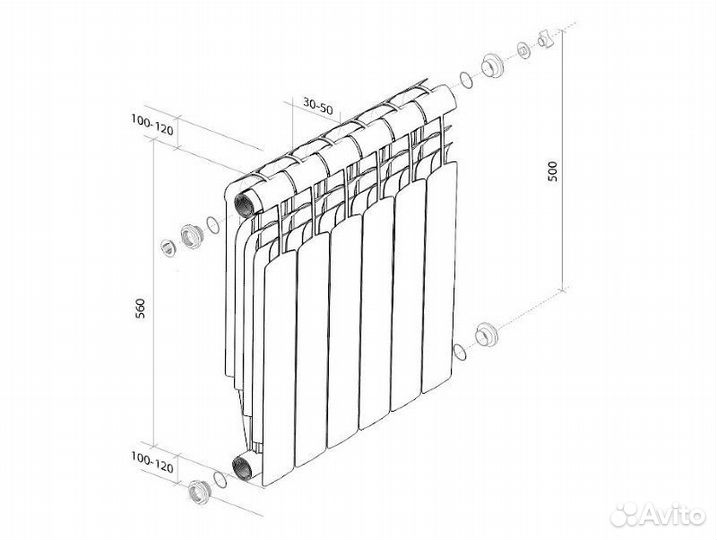 Биметаллический секционный радиатор отопления Roya