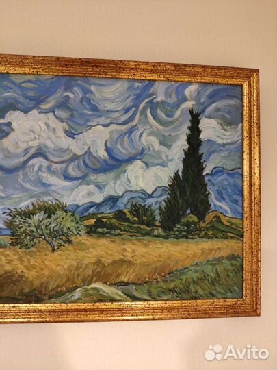 Картина копия Ван Гога Пшеничное поле с кипарисом
