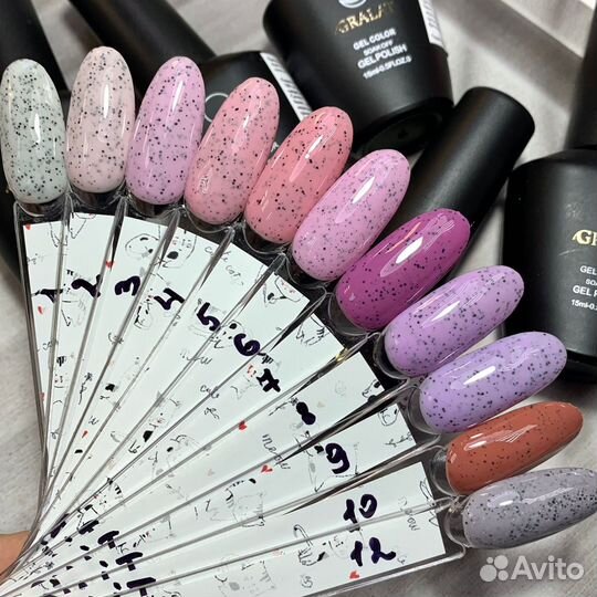 Гель-лаки Gralat с вкраплениями