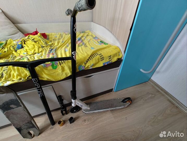 Трюковой самокат+запчасти