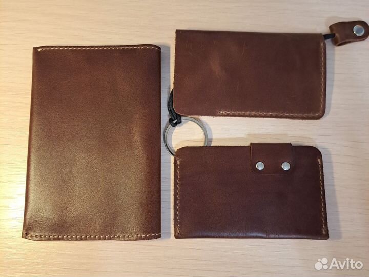 Комплект обложка паспорта ключница визитница кожа