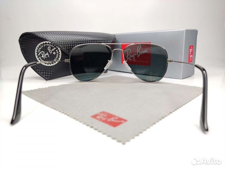 Очки Ray Ban Aviator Black Silver Стекло