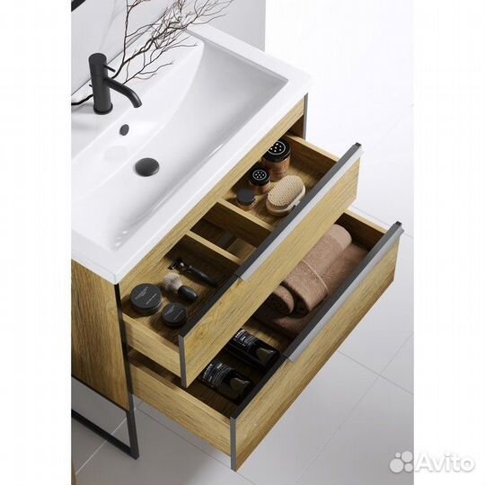 Тумба с раковиной Aqwella Fargo 100 напольная дуб балтийский FRG0110DB+frgn440+4640021065204