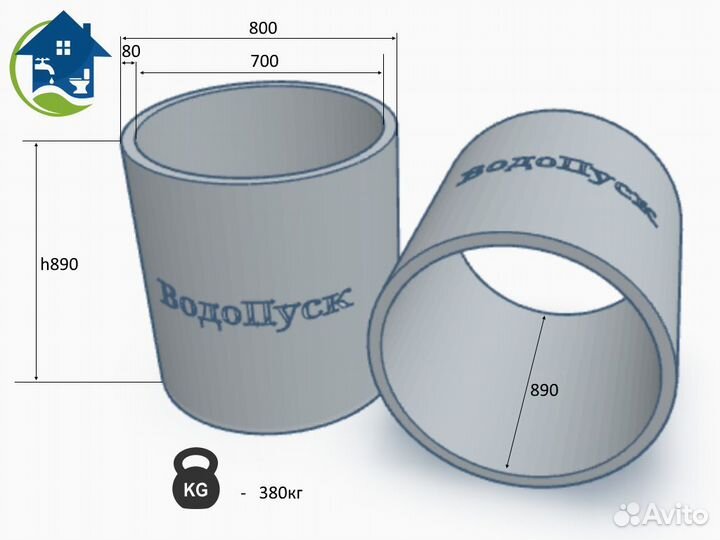 Жб кольцо сквозное кс 7-9 напрямую с завода гост
