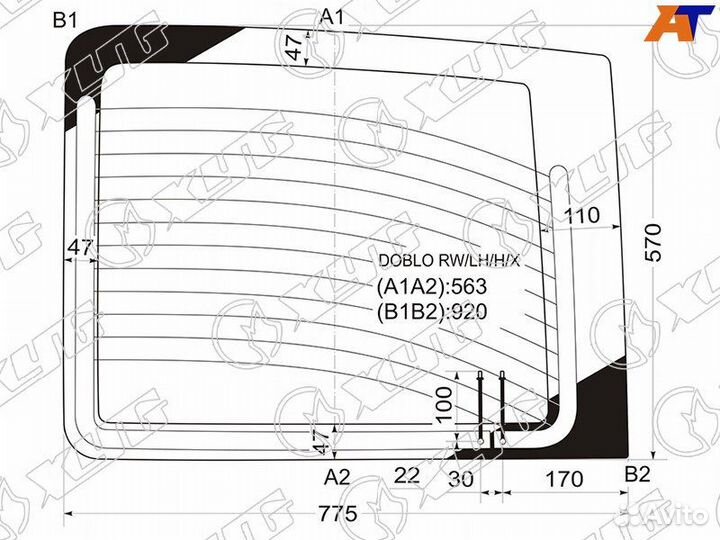 Стекло двери багажника левое Fiat Doblo 1