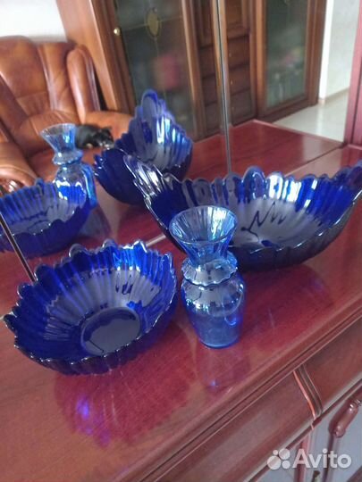 Салатники ваза кобальт винтаж