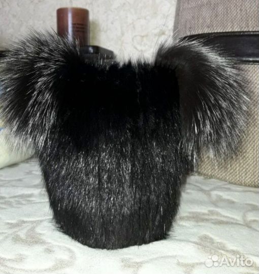 Шапка норковая вязаная