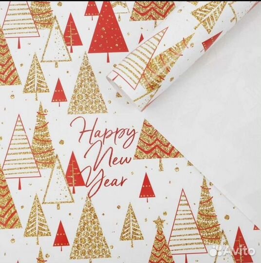 Бумага упаковочная глянцевая новогодняя
