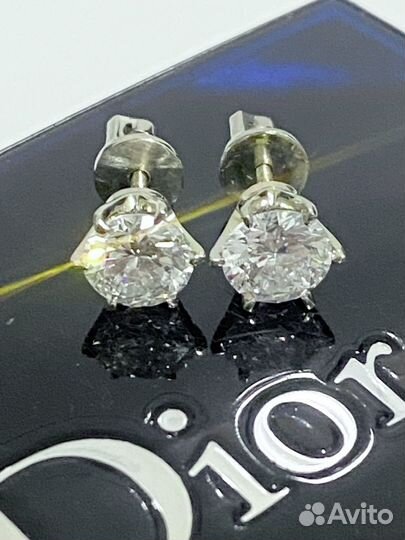 Серьги пусеты золото бриллианты 2 ct