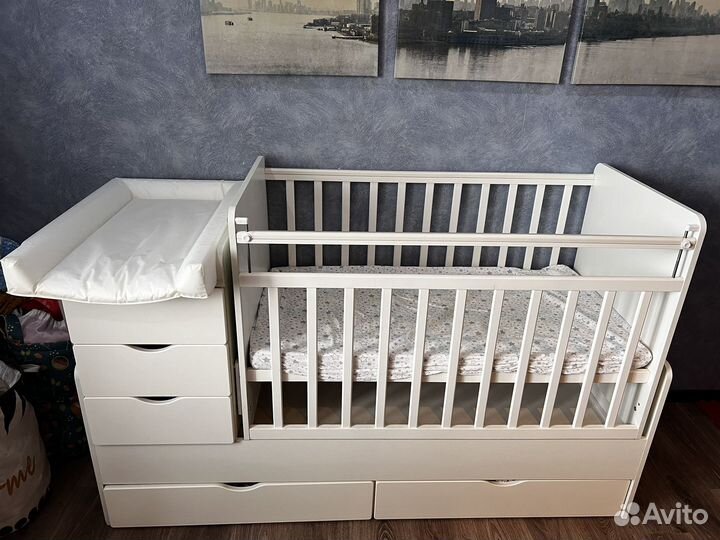 Детская кроватка с матрасом (трансформер)