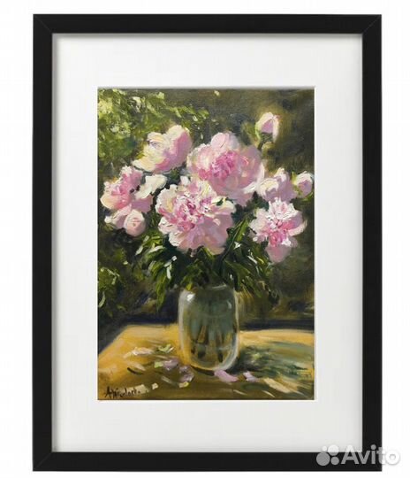 Фото принт картина масло цветы пионы Постер плакат