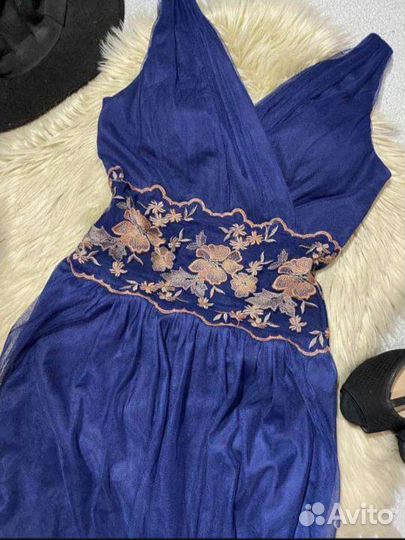 Вечернее макси платье фатин