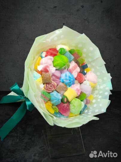 Сладкие съедобные букеты из мармелада