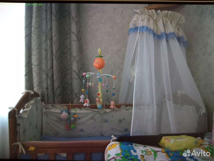 Бортики и балдахин в кроватку б/у