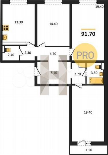 3-к. квартира, 91,7 м², 5/17 эт.