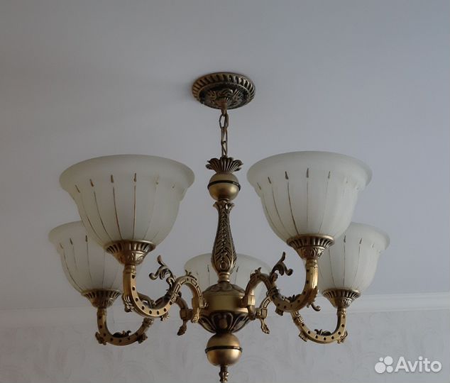Люстра античная бронза с 5 плафонами