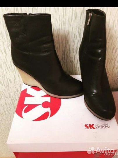 Зимние черные ботинки на платформе натуральные, 41