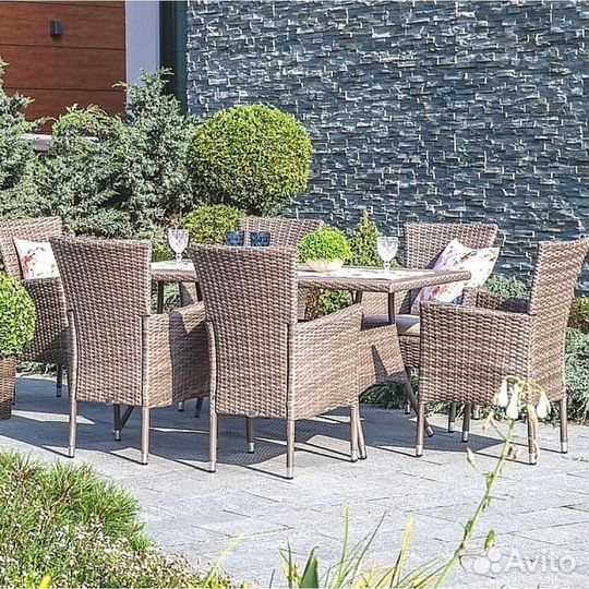 Комплект плетеной мебели AFM-195-6Pcs Beige (6+1)